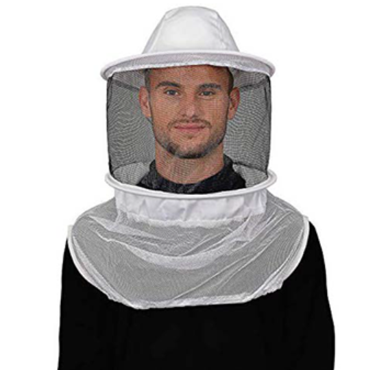Bee Keeping Hat – Professional Beekeeper Head Protection with Detachable Fencing Veil, Lightweight Cotton Mesh, Wide Brim, Elastic Neck, One Size Fits Most, White, Breathable, Apiary Gear